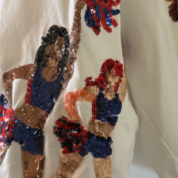 Jordan White Crop Top with Sequin Cheerleader Design - Picture 5 of 5